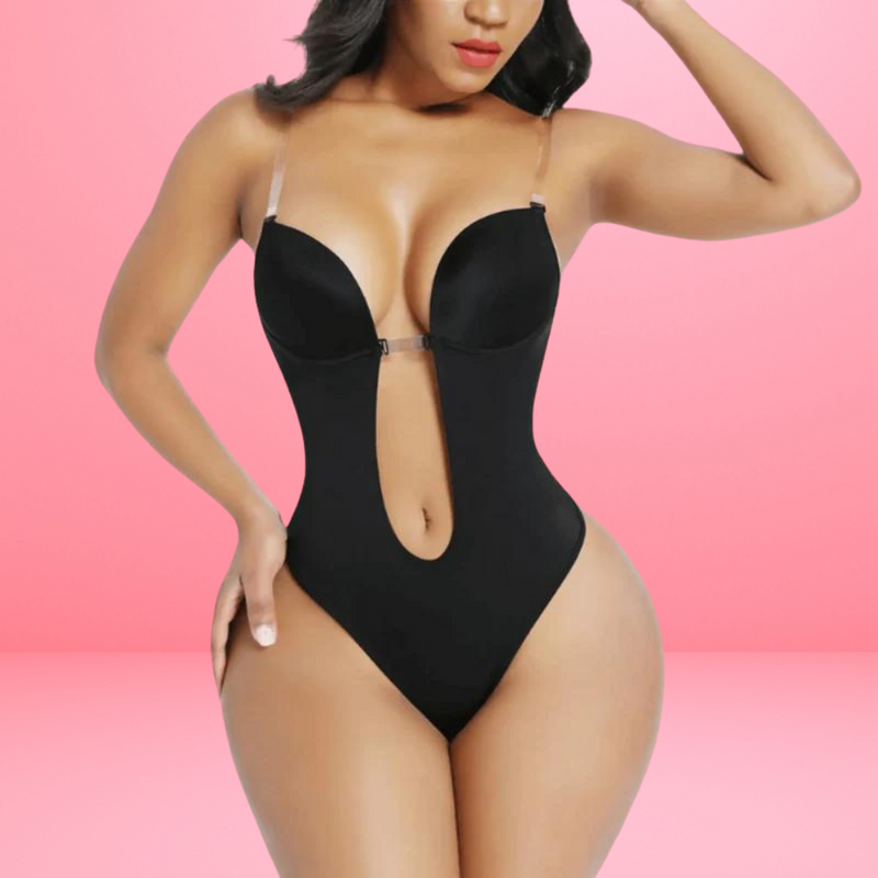 FAJA SEXY BACKLESS BODY SHAPER SEAMLESS DEEP BODYSUIT WITH PADDED BRA
